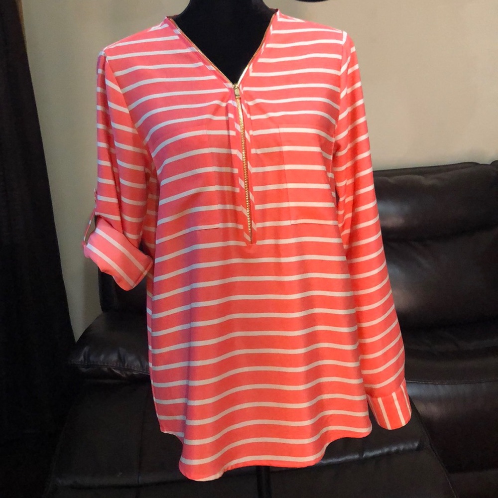 Calvin Klein  Long sleeve Coral Top Size M